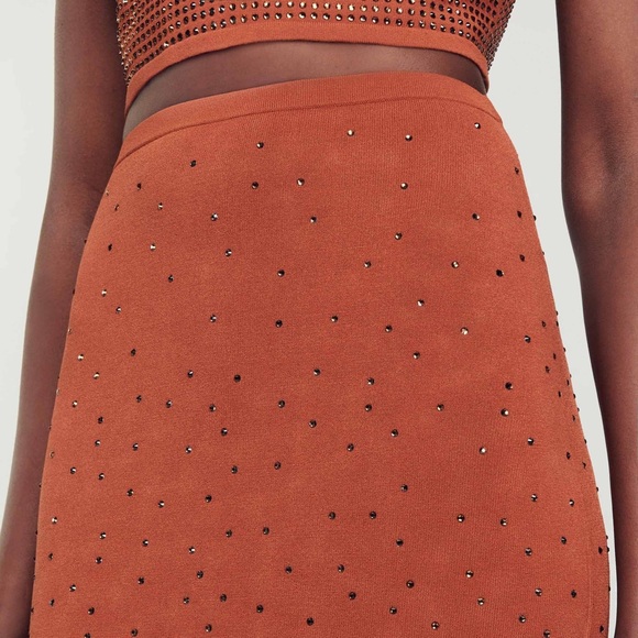 NWT Sandro Rhinestone-Embellished Midi Skirt - Picture 6 of 10
